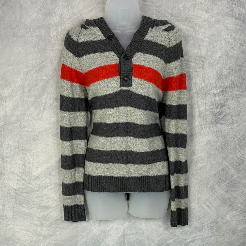 vtg y2k Aeropostale Striped Hoodie Sweater button sz M indie skater preppy